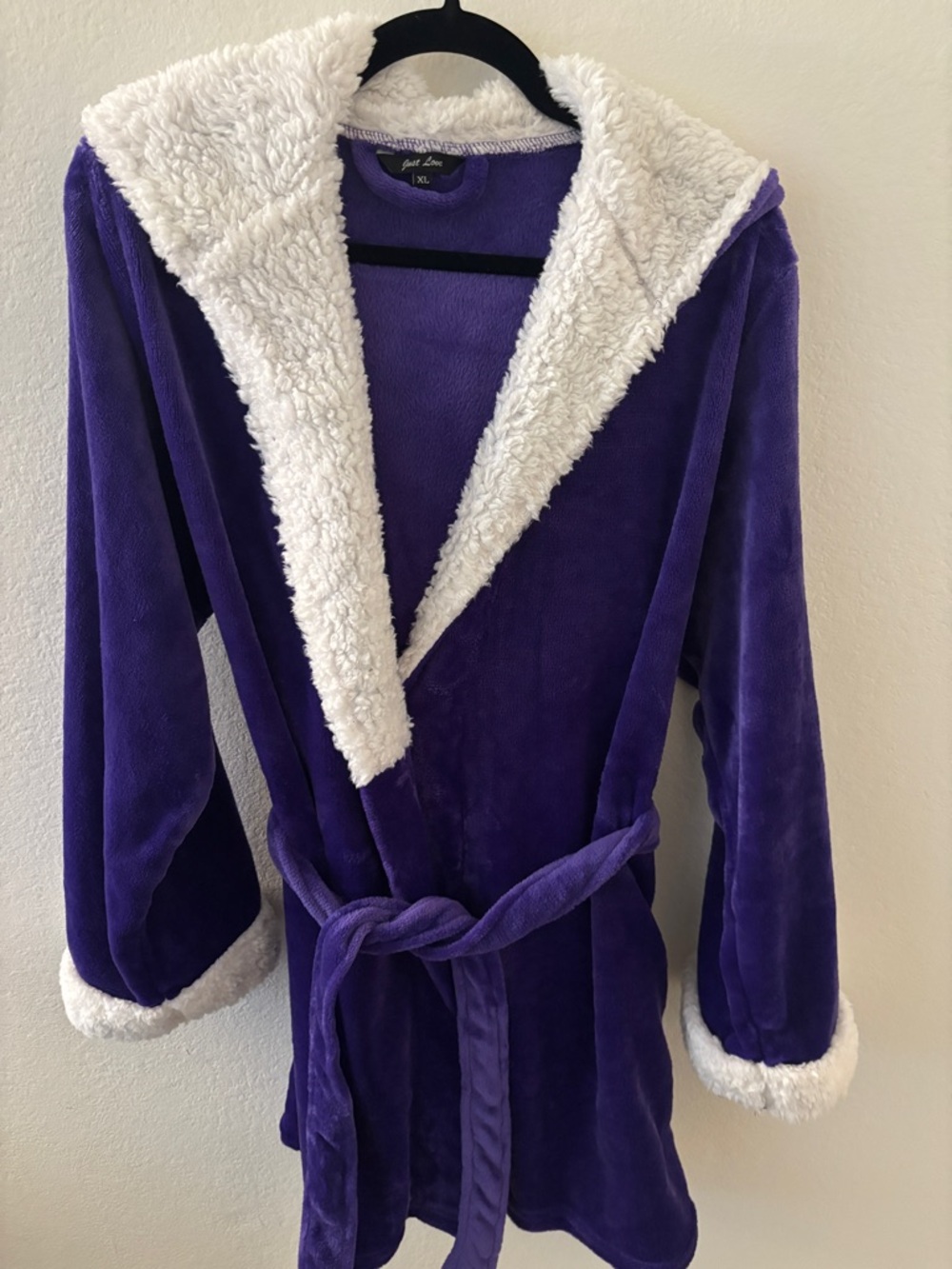 Cozy Purple Unicorn Plush Hooded Robe with White Sherpa Trim
